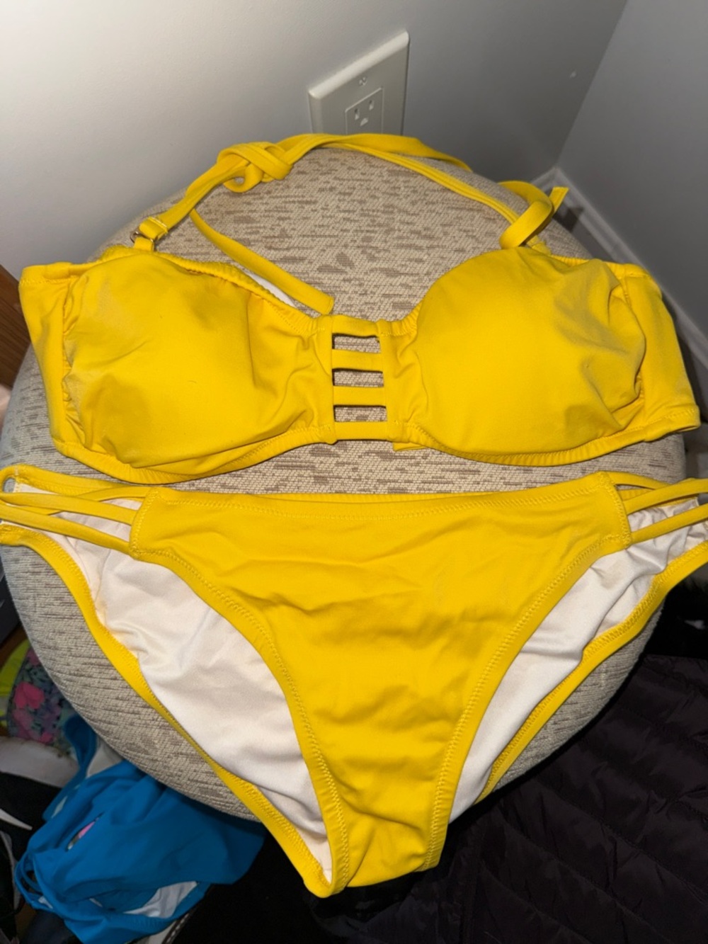 Bright Yellow Strappy Bikini Set